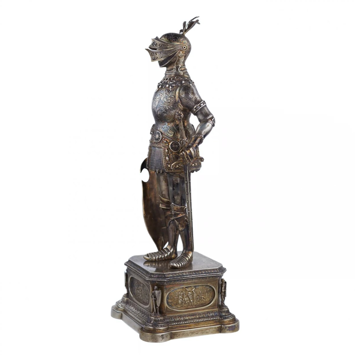 FIGURE DE CABINET EN ARGENT D’UN CHEVALIER. J. KURZ & CO. ALLEMAGNE, HANAU.-photo-2