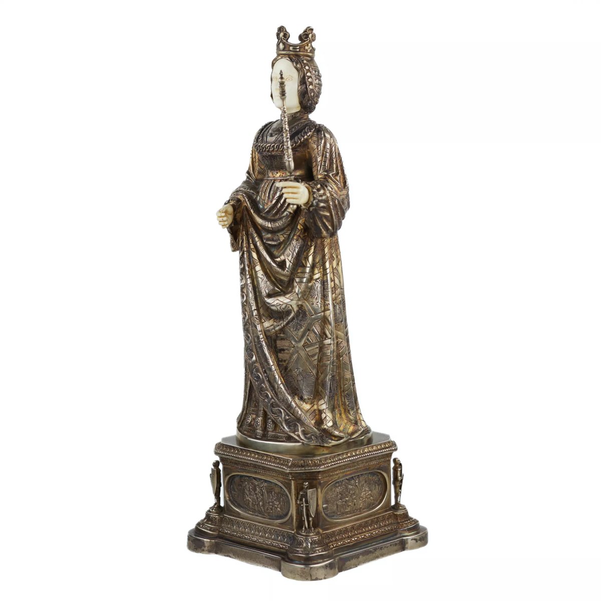 FIGURE DE CABINET EN ARGENT D’ELISABETH DE BOURGOGNE, KURZ J. & CO ALLEMAGNE, HANAU.-photo-2