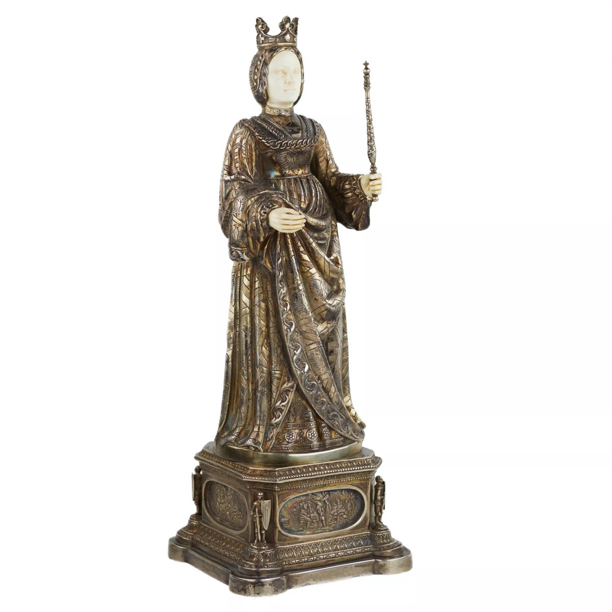 FIGURE DE CABINET EN ARGENT D’ELISABETH DE BOURGOGNE, KURZ J. & CO ALLEMAGNE, HANAU.-photo-2