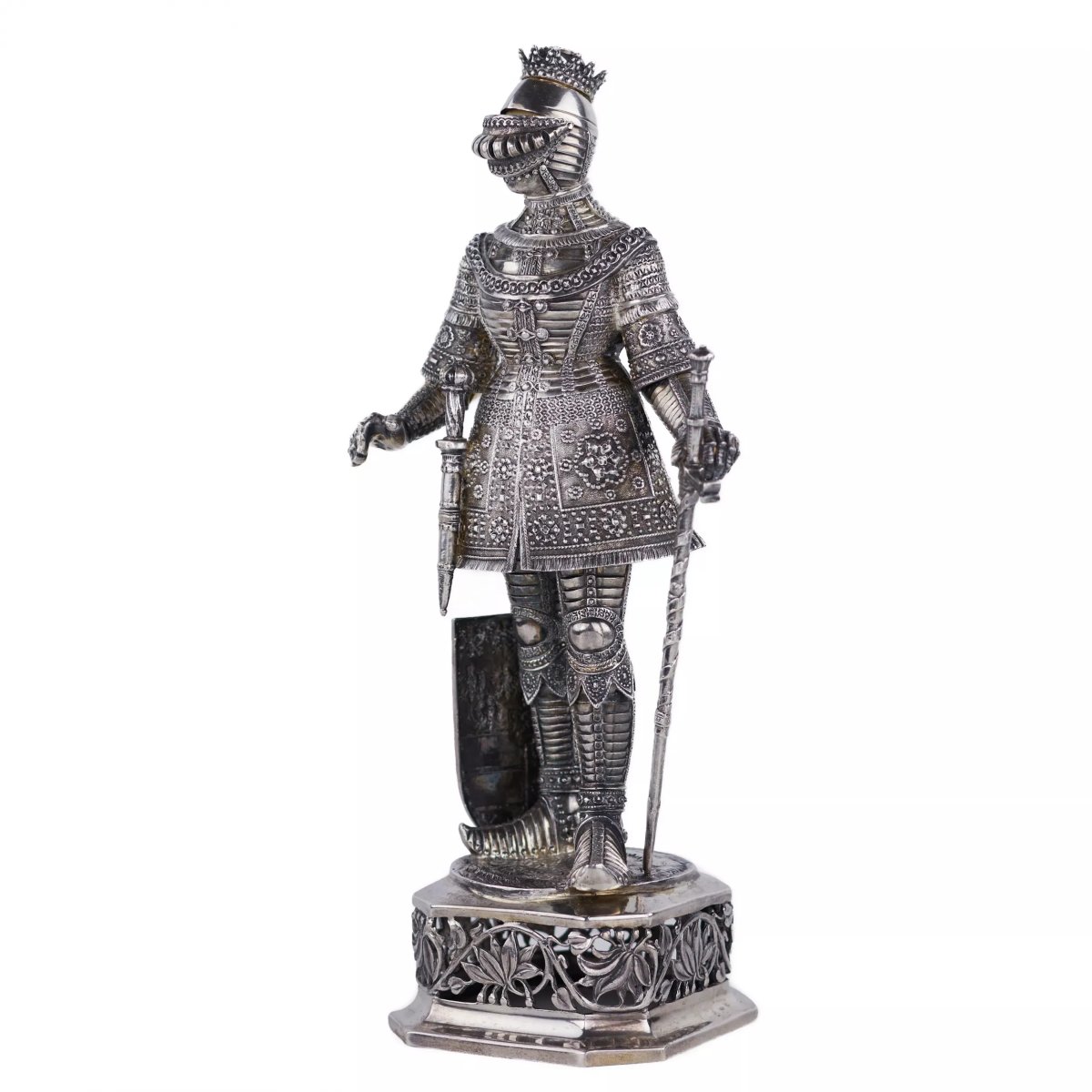 Pair Of Silver Cabinet Knight Figurines By Berthold Hermann Müller, Hanau, Germany-photo-2
