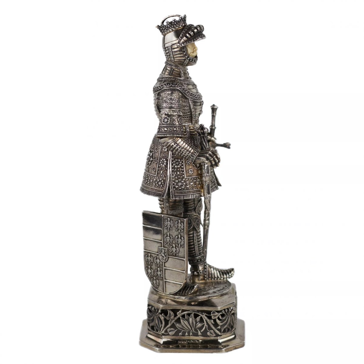 Pair Of Silver Cabinet Knight Figurines By Berthold Hermann Müller, Hanau, Germany-photo-3