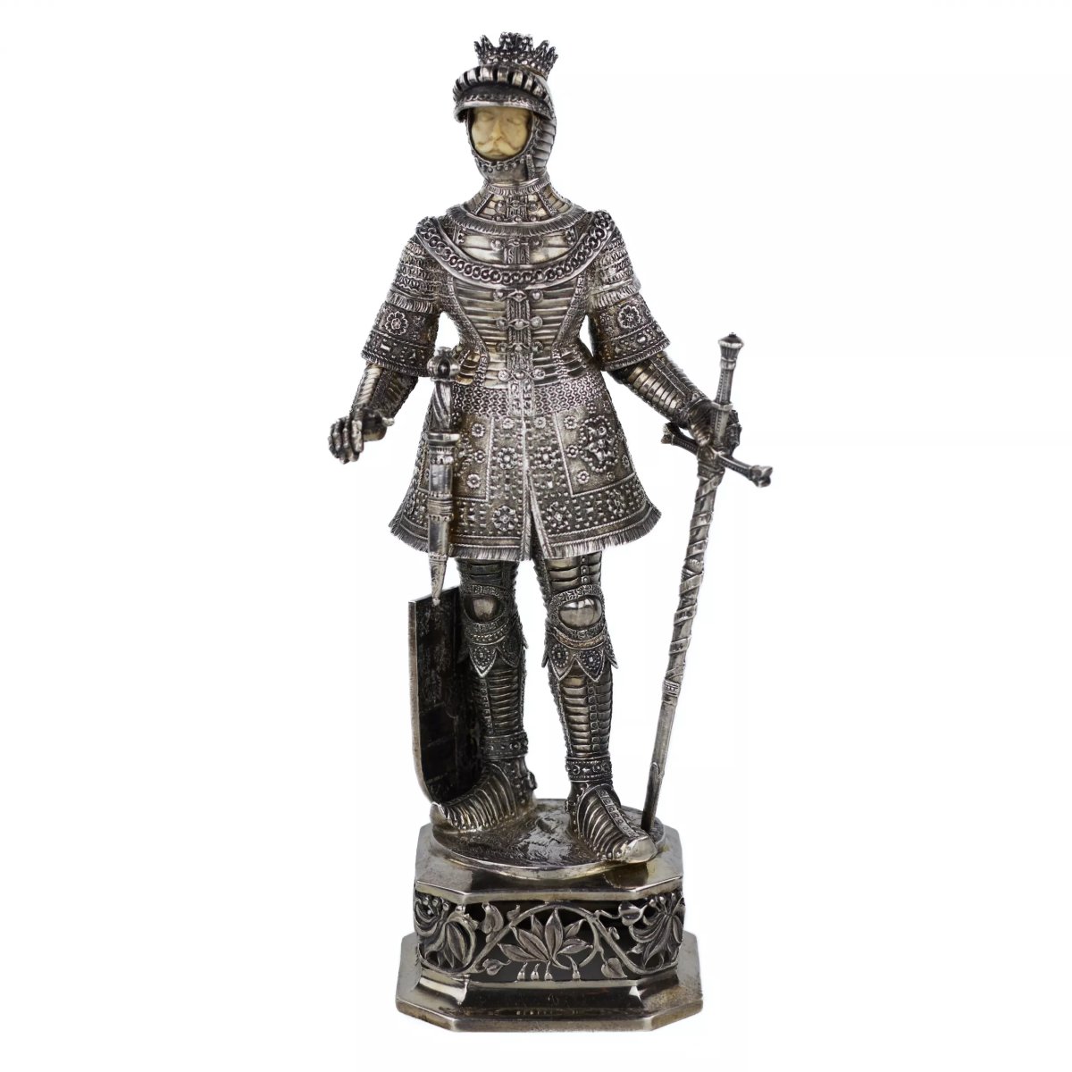 Pair Of Silver Cabinet Knight Figurines By Berthold Hermann Müller, Hanau, Germany-photo-8