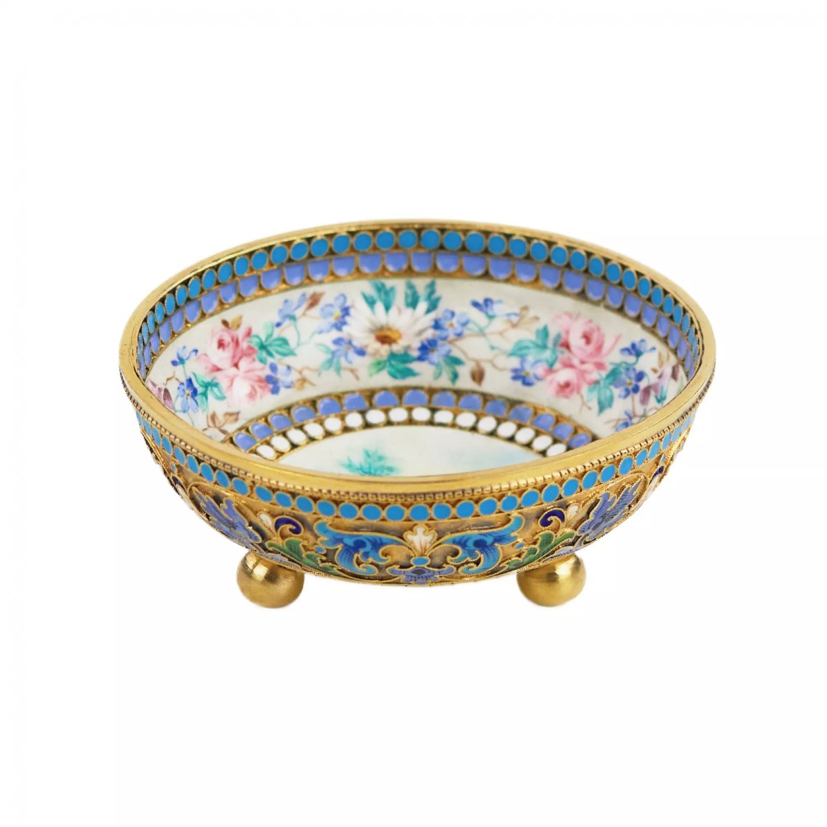 Silver Cup With Polychrome Enamels. Master Vasili Agafonov, Russia, Moscow, Late 19th Century-photo-2