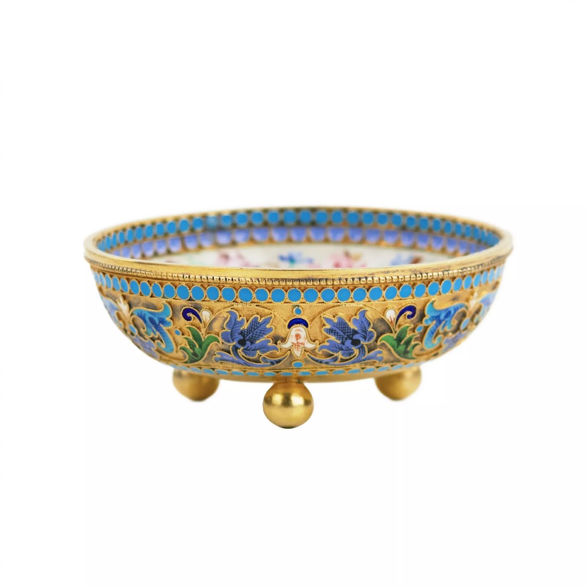 Silver Cup With Polychrome Enamels. Master Vasili Agafonov, Russia, Moscow, Late 19th Century-photo-3