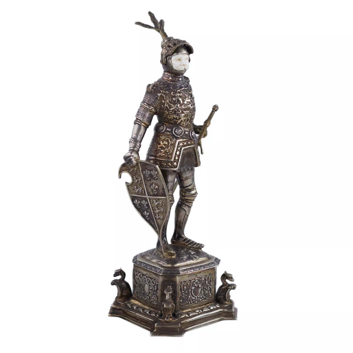 FIGURE DE CABINET DE CHEVALIER EN ARGENT ALLEMAGNE, HANAU, FIN DU XIXe - DÉBUT DU XXe SIÈCLE-photo-2