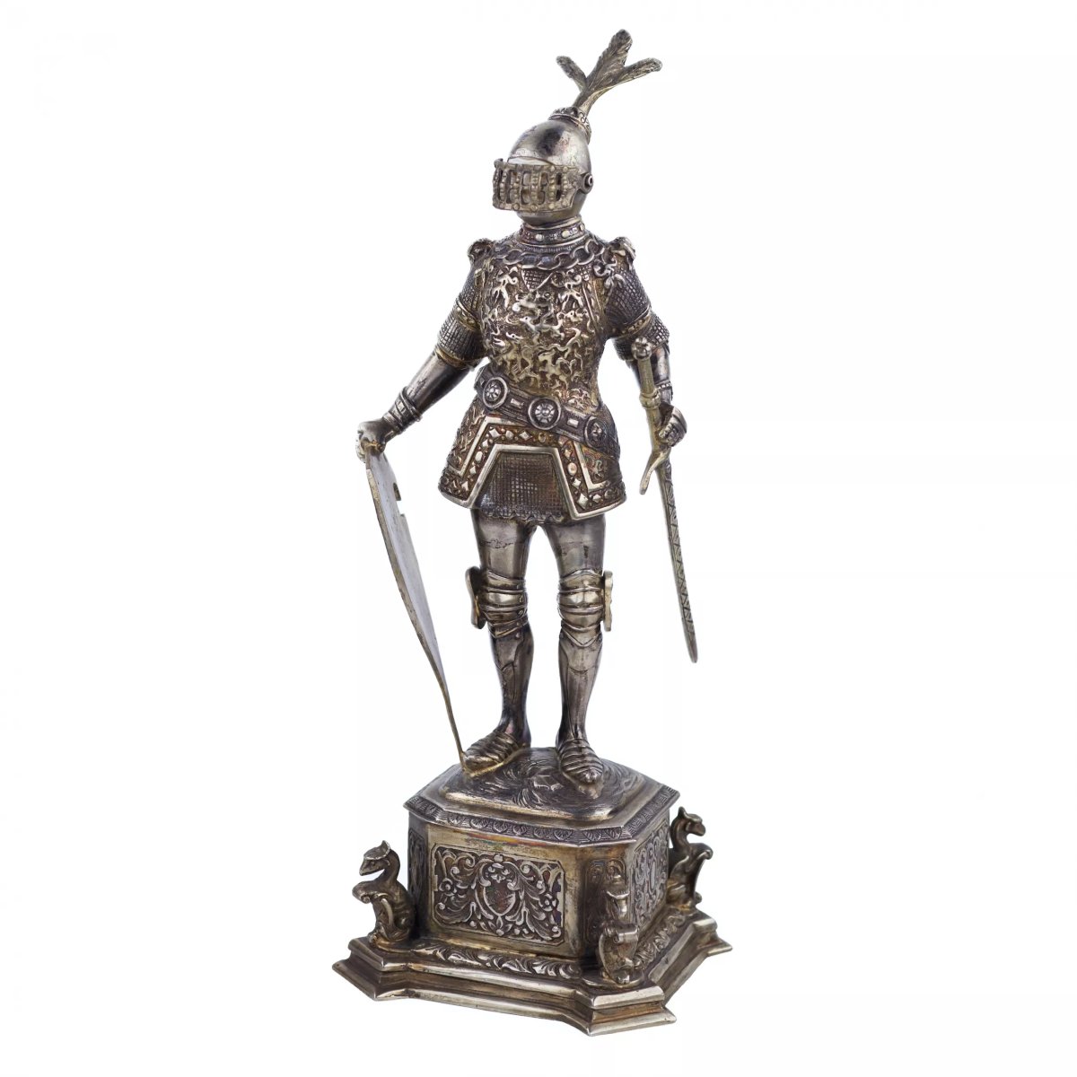 FIGURE DE CABINET DE CHEVALIER EN ARGENT ALLEMAGNE, HANAU, FIN DU XIXe - DÉBUT DU XXe SIÈCLE-photo-3