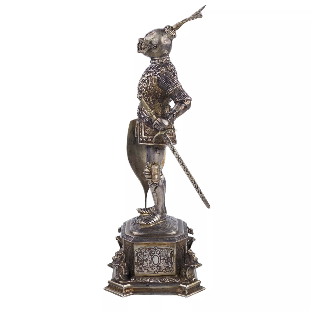FIGURE DE CABINET DE CHEVALIER EN ARGENT ALLEMAGNE, HANAU, FIN DU XIXe - DÉBUT DU XXe SIÈCLE-photo-3