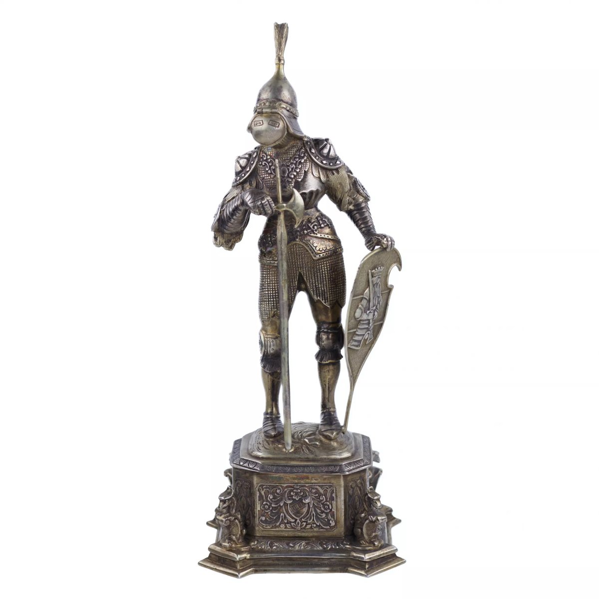 FIGURE DE CABINET EN ARGENT D’UN CHEVALIER ALLEMAGNE, HANAU, EFES.-photo-3