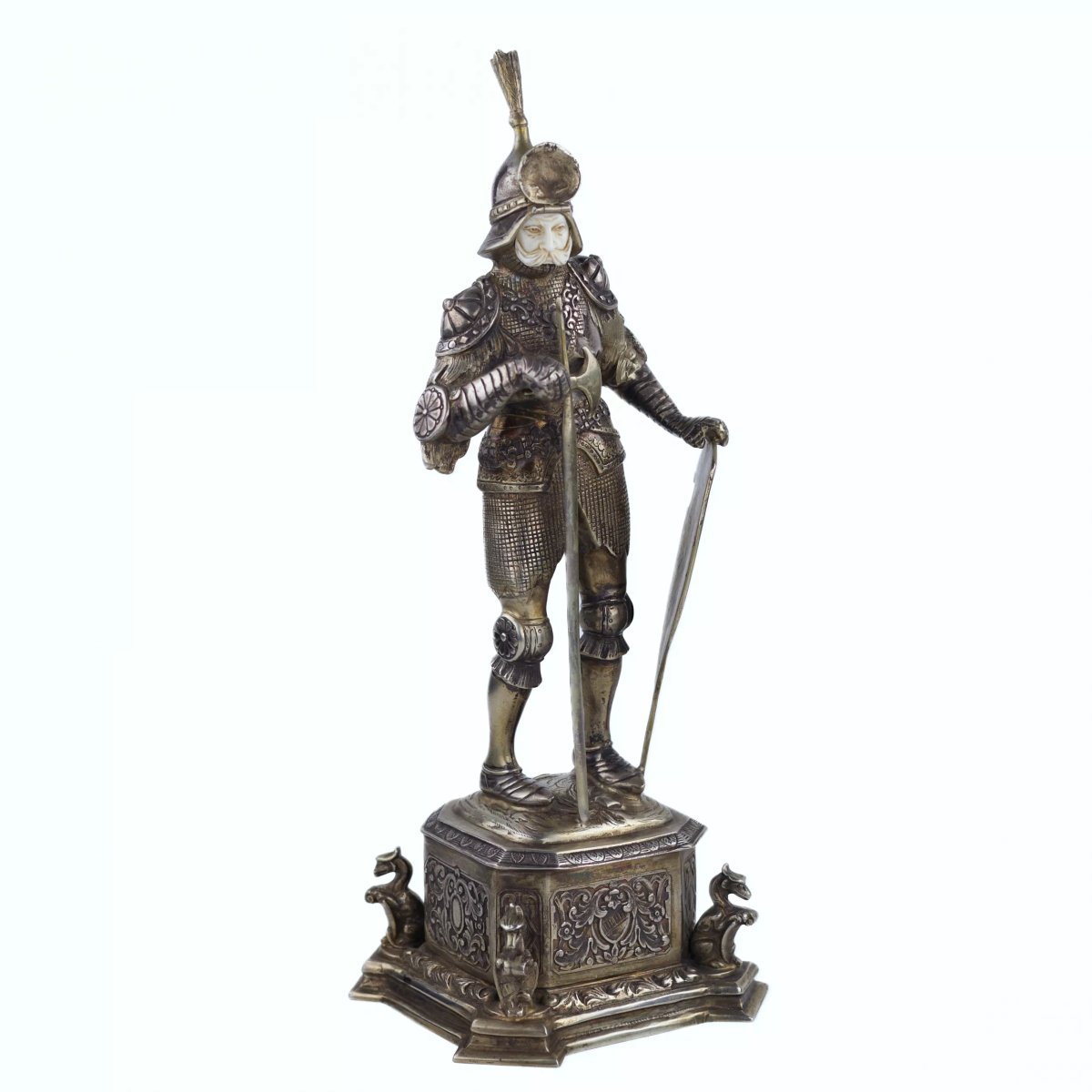 FIGURE DE CABINET EN ARGENT D’UN CHEVALIER ALLEMAGNE, HANAU, EFES.-photo-4