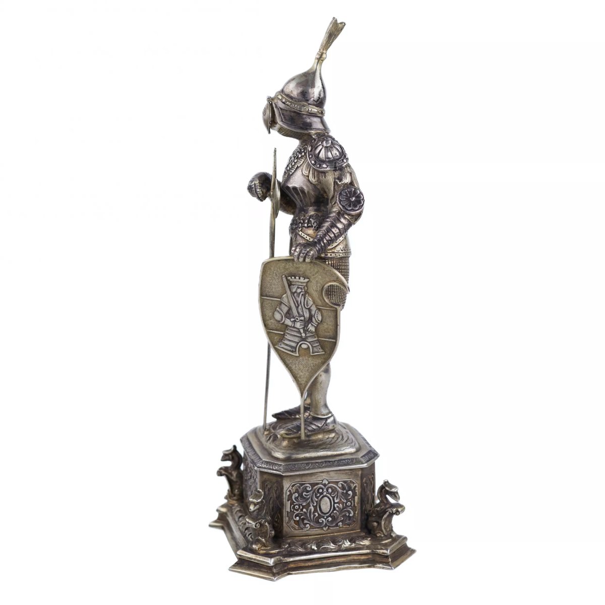 FIGURE DE CABINET EN ARGENT D’UN CHEVALIER ALLEMAGNE, HANAU, EFES.-photo-1