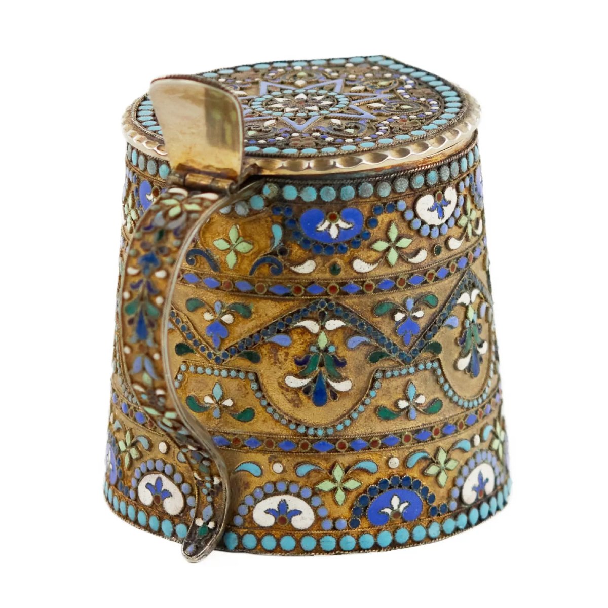 Russian Silver Mug With Cloisonné Enamel, In The Neo-russian Style. Russia, Early 20th Century-photo-1