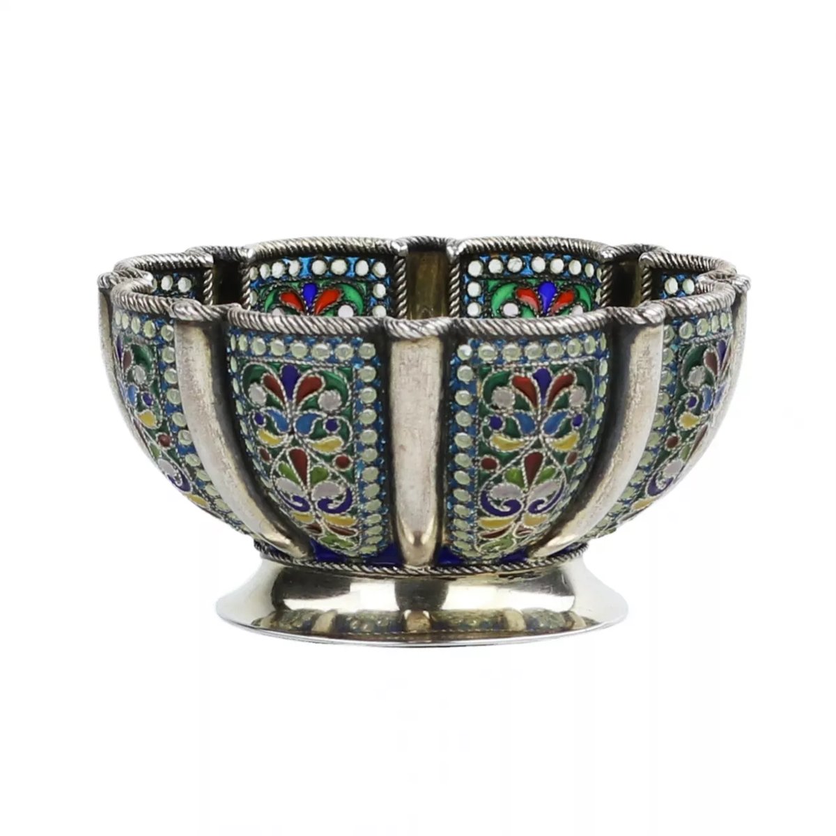 Russian Silver Cup With Plique-à-jour Enamel. Khlebnikov House. Moscow, Early 20th Century-photo-2