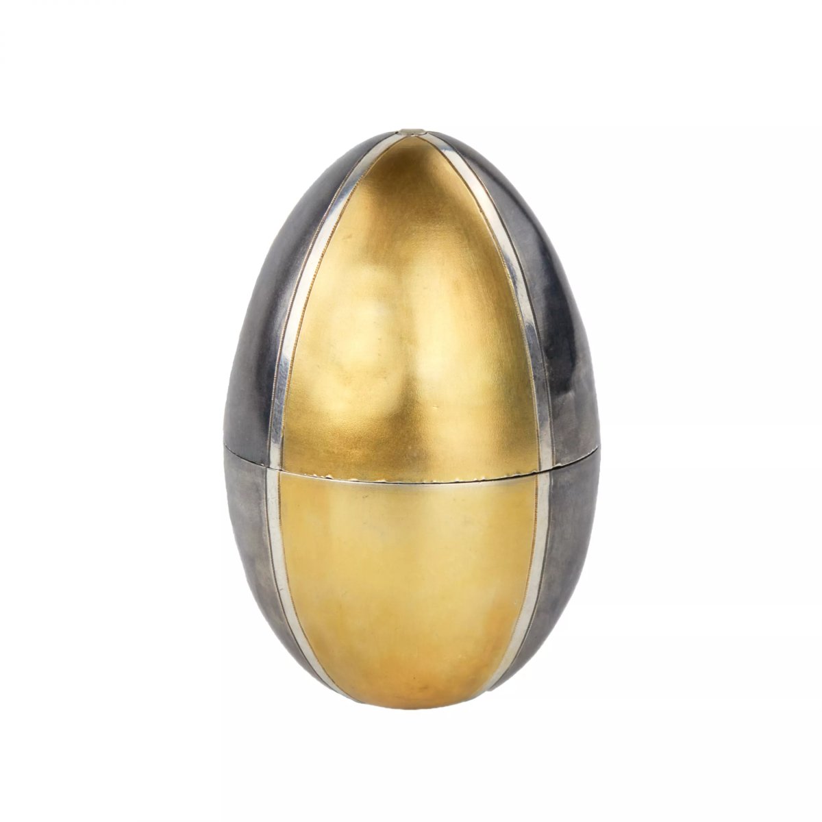 ŒUF DE PÂQUES EN ARGENT. ERIK KOLLIN. MAISON FABERGÉ RUSSIE, SAINT-PÉTERSBOURG, FIN DU XIXe SIÈ-photo-1