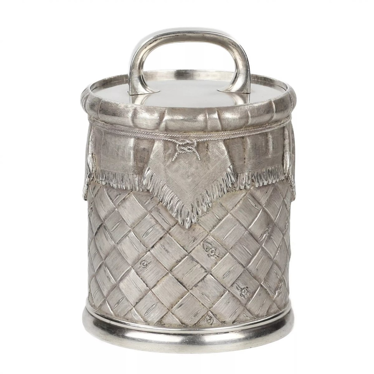 Silver Honey Jar In The Shape Of A Rustic Woven Basket. Moscow, 1892-photo-4