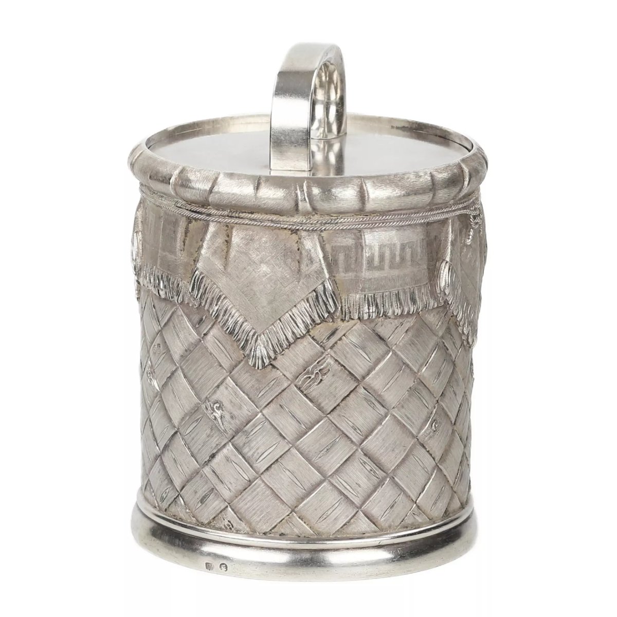 Silver Honey Jar In The Shape Of A Rustic Woven Basket. Moscow, 1892-photo-1