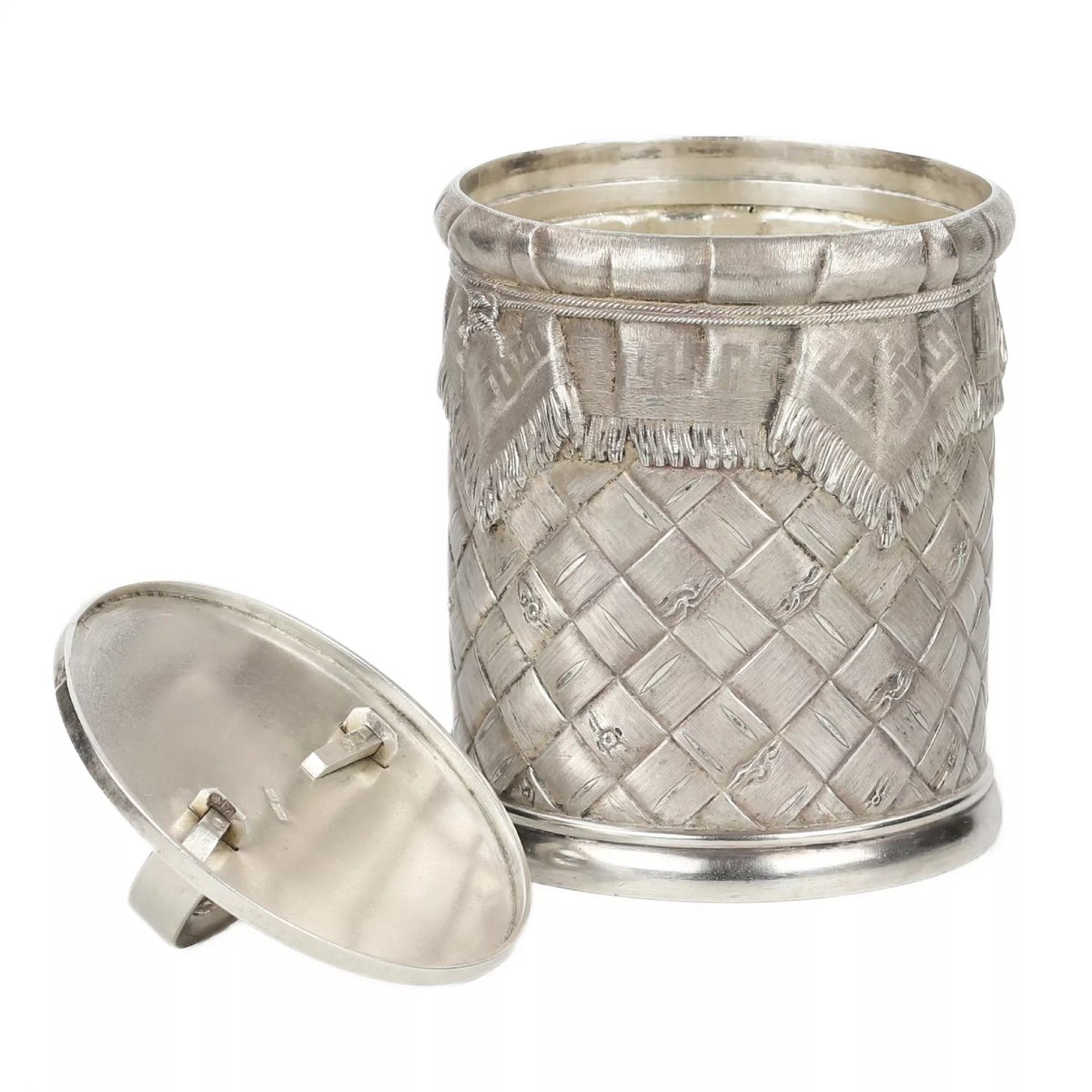 Silver Honey Jar In The Shape Of A Rustic Woven Basket. Moscow, 1892-photo-2