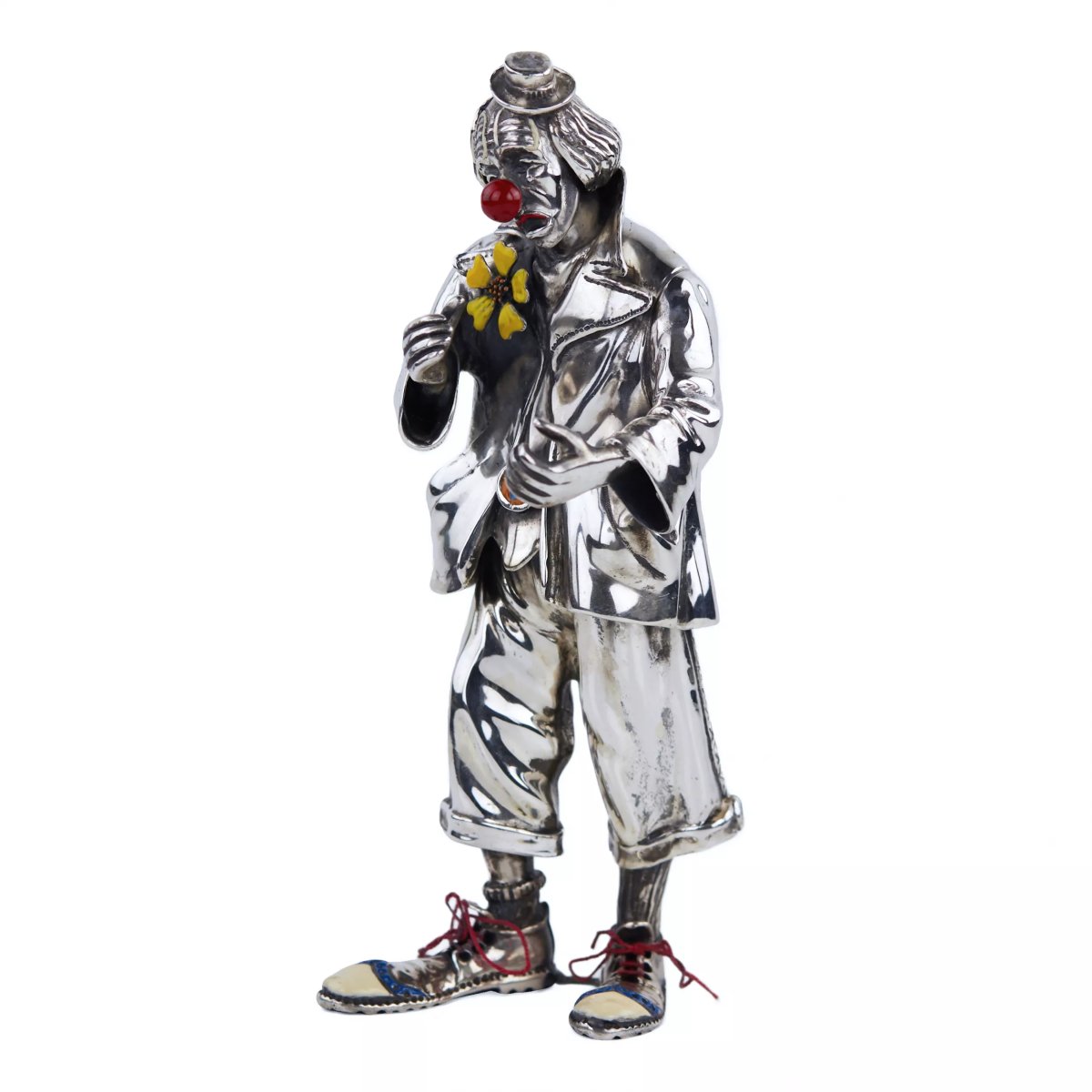 Silver Clown Figure. Vittorio Ancini, Italy, Arezzo, Second Half Of The 20th Century