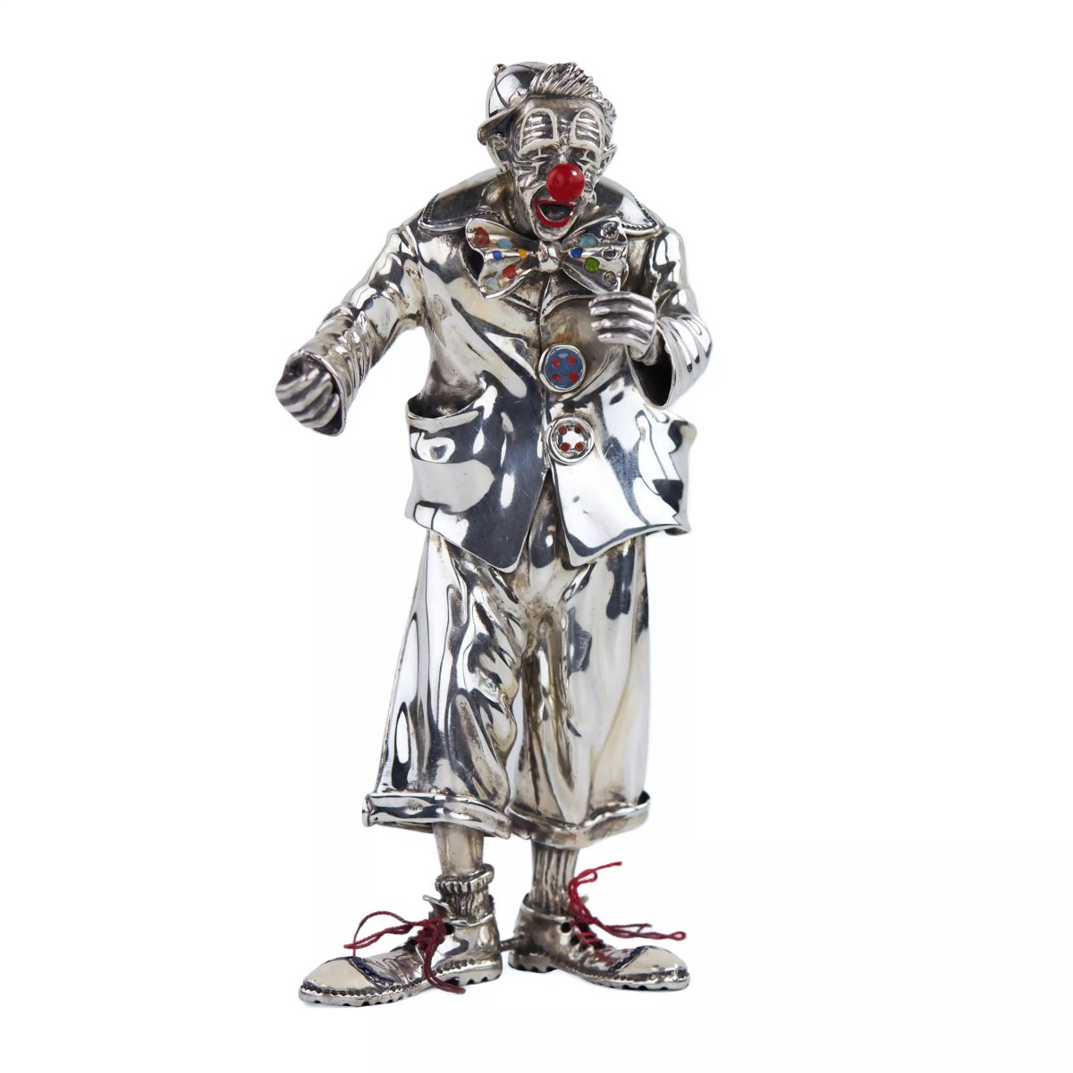Silver Clown Figure. Vittorio Ancini, Italy, Arezzo, Second Half Of The 20th Century
