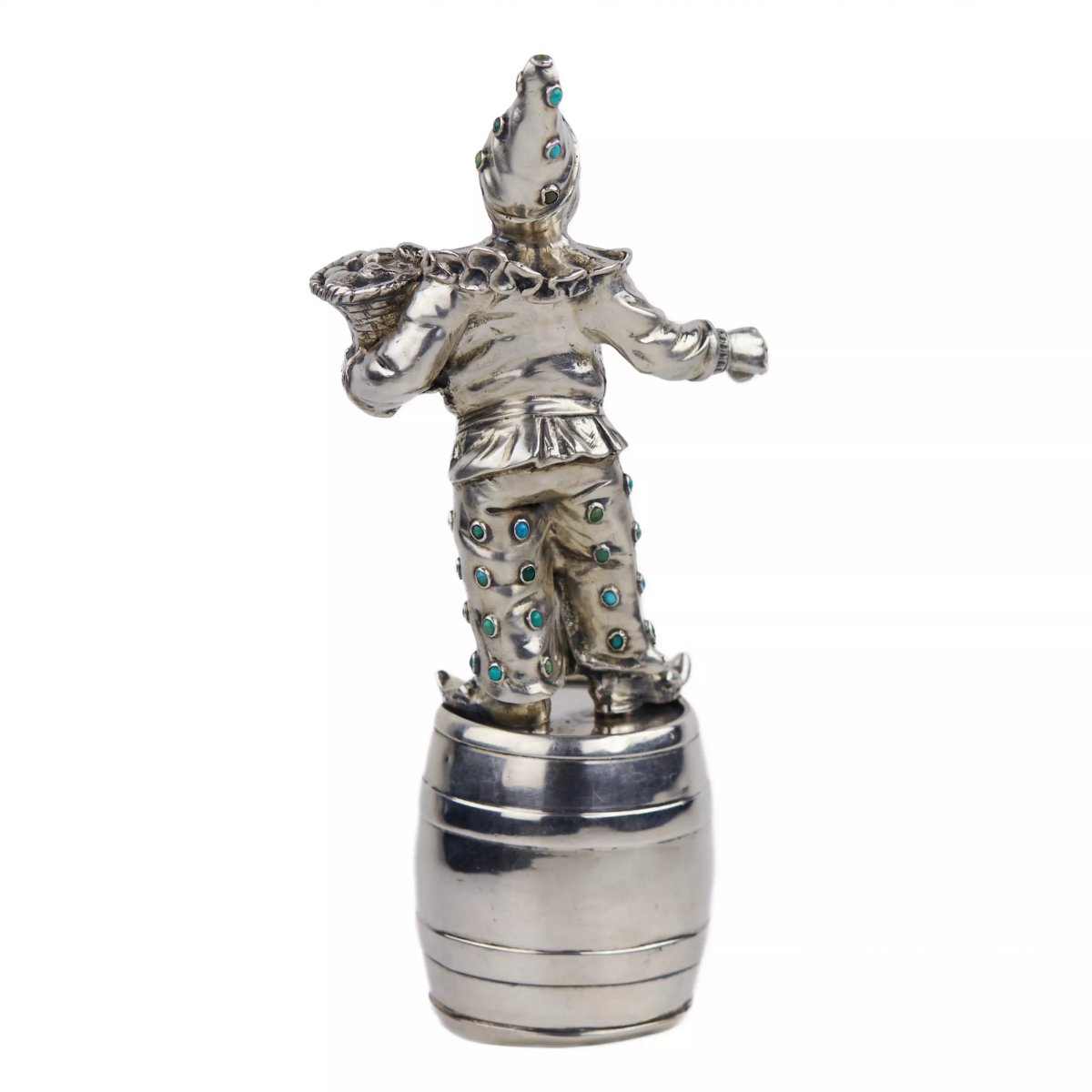 FIGURE EN ARGENT REPRÉSENTANT ARLEQUIN ALLEMAGNE, HANAU, FIN DU XIXe SIÈCLE-photo-2