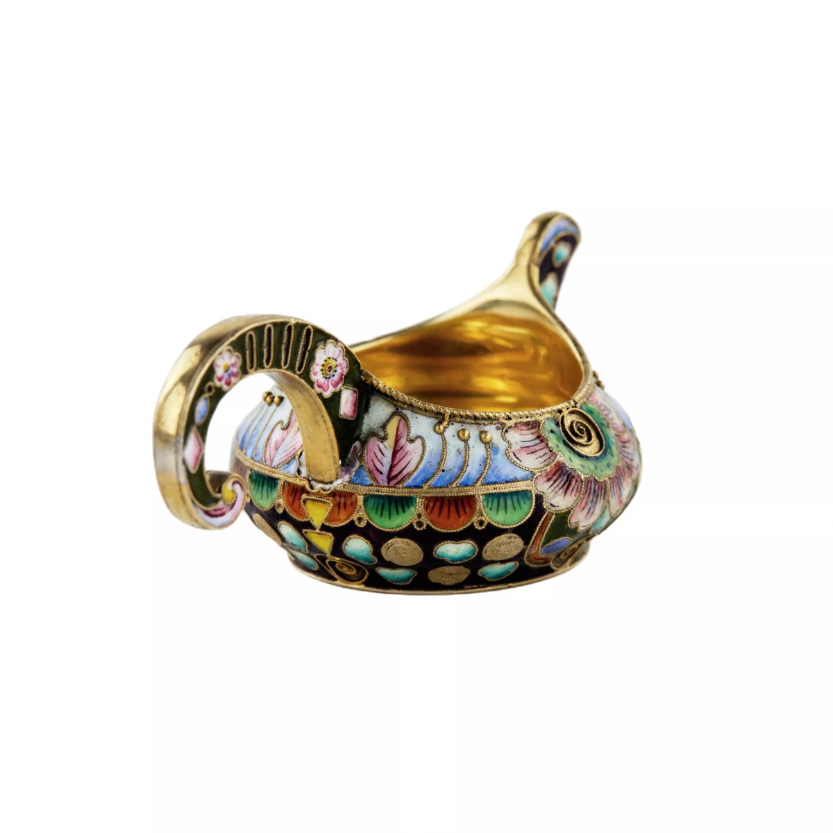 KOVCH EN ARGENT À ÉMAIL PEINT SUR FILIGRANE. 20e ARTEL RUSSIE, MOSCOU, 1908-1917-photo-1