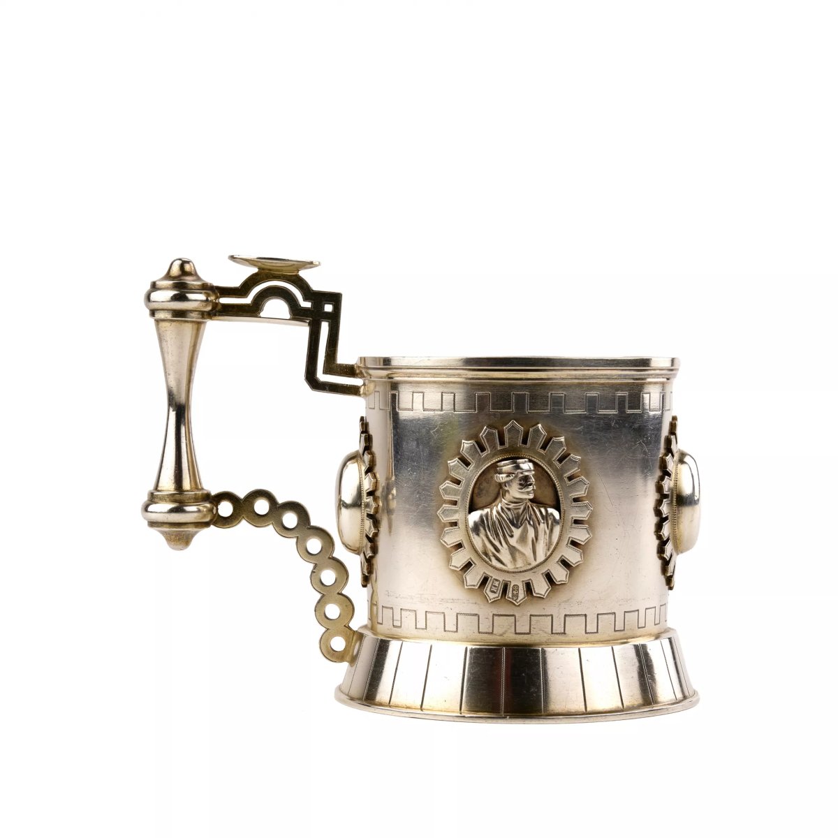PORTE-VERRE EN ARGENT À MÉDAILLONS EN RELIEF DANS LE STYLE NÉO-RUSSE. SAINT-PÉTERSBOURG, 1879-photo-2