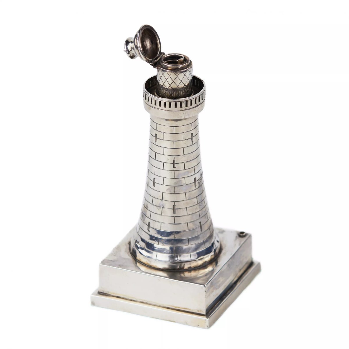 Silver Lighter In The Shape Of A Lighthouse, Short & Mason, Birmingham, 1931-photo-2