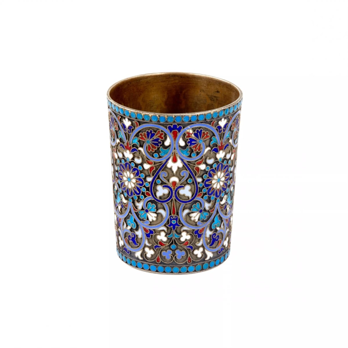 Russian Silver Cup With Cloisonné Enamel. Gustav Klingert, Russia, Moscow, 1893-photo-2