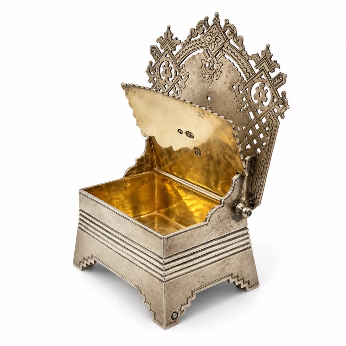 SALIÈRE EN ARGENT EN FORME DE TRÔNE DE STYLE NÉO-RUSSE ALEXEÏ PETROVITCH FROLOV MOSCOU, 1890-photo-2