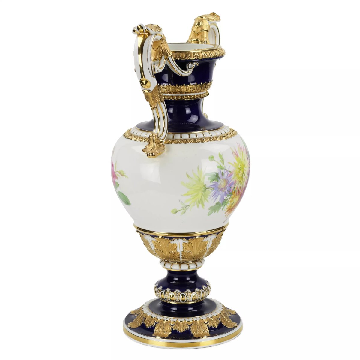 GRAND VASE DE SALON À BOUQUETS FLORAUX. ERNST AUGUST LEUTERITZ ALLEMAGNE, MEISSEN.-photo-1