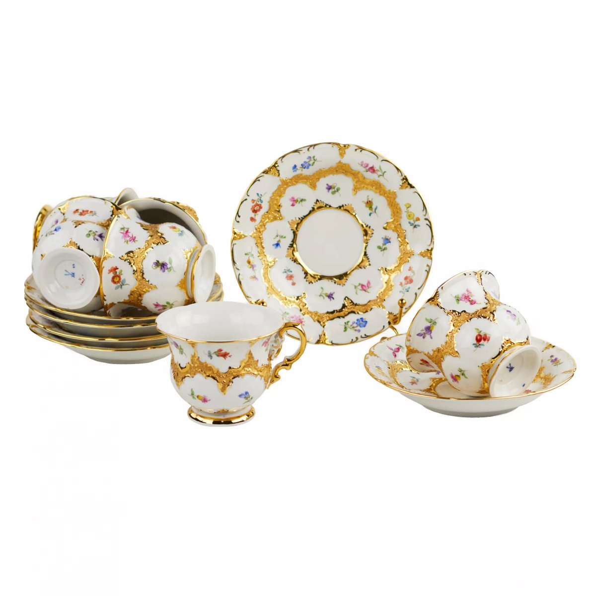 Meissen Tea And Coffee Set For Six People, Germany, 20th Century-photo-4