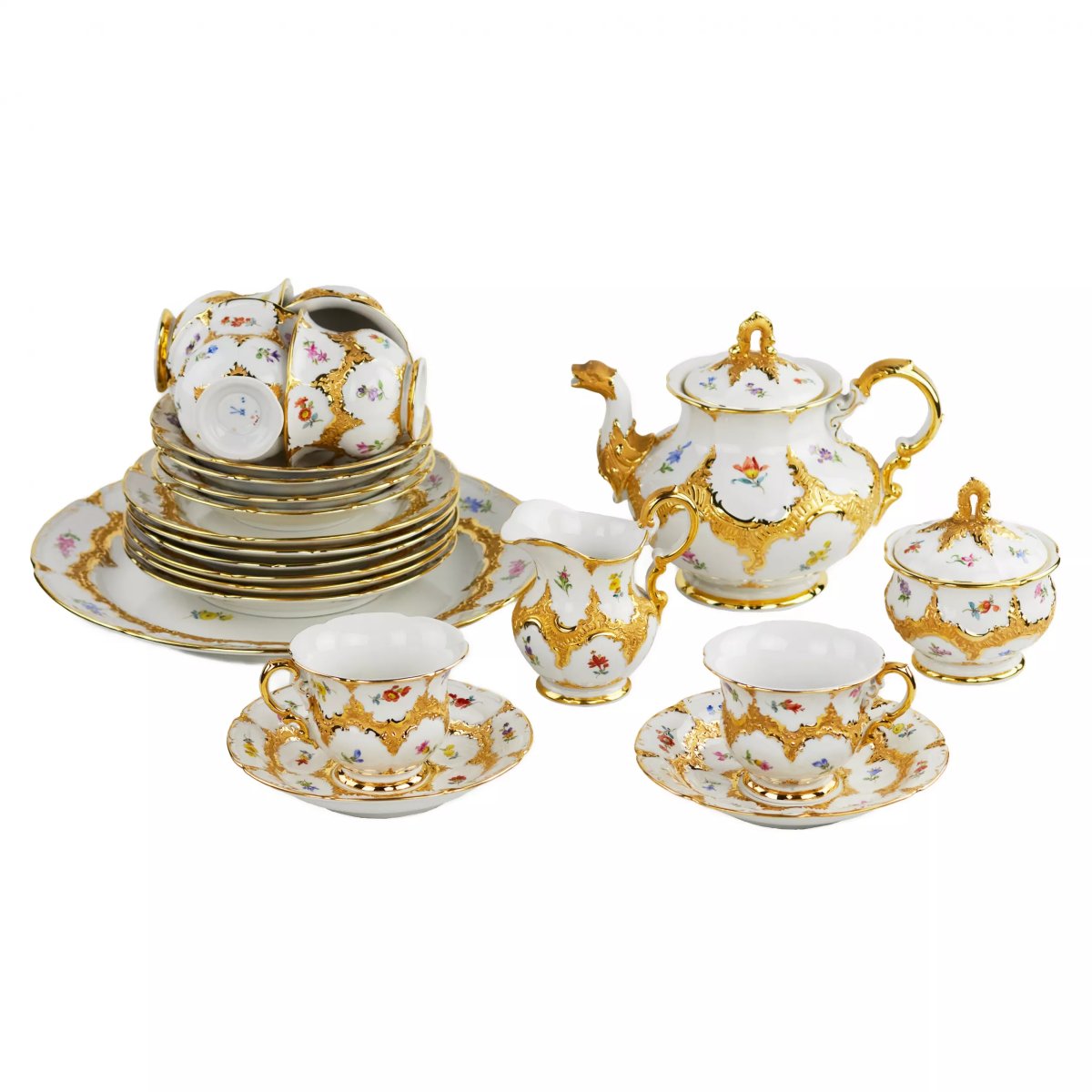 Meissen Tea And Coffee Set For Six People, Germany, 20th Century-photo-3