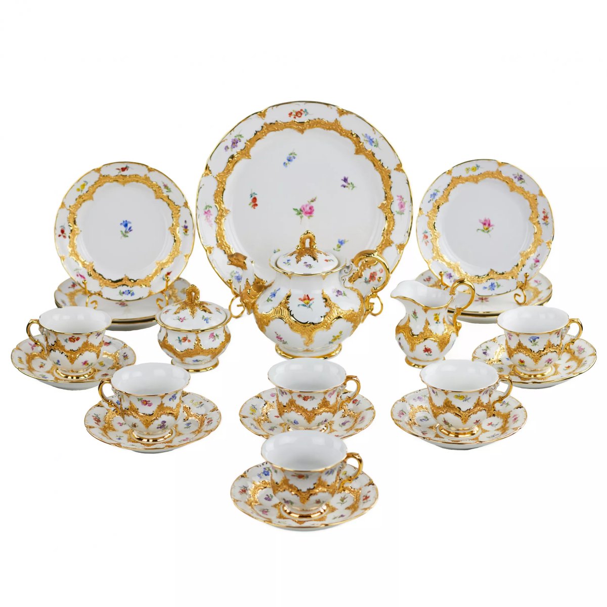 Meissen Tea And Coffee Set For Six People, Germany, 20th Century