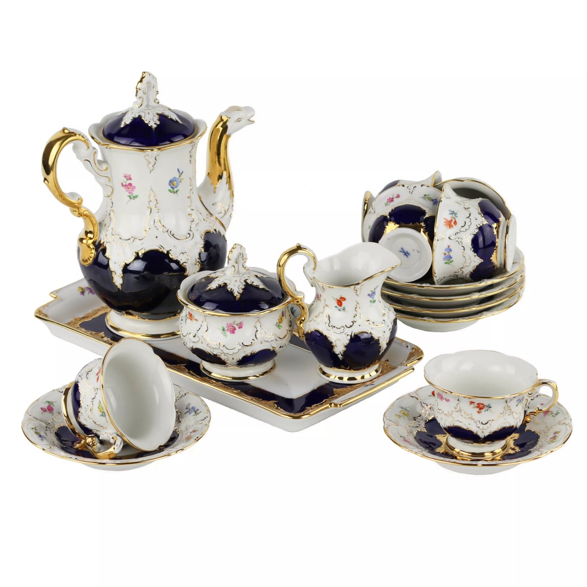 SERVICE À CAFÉ MEISSEN B-FORM POUR SIX PERSONNES ALLEMAGNE, MEISSEN, XXᵉ SIÈCLE-photo-2