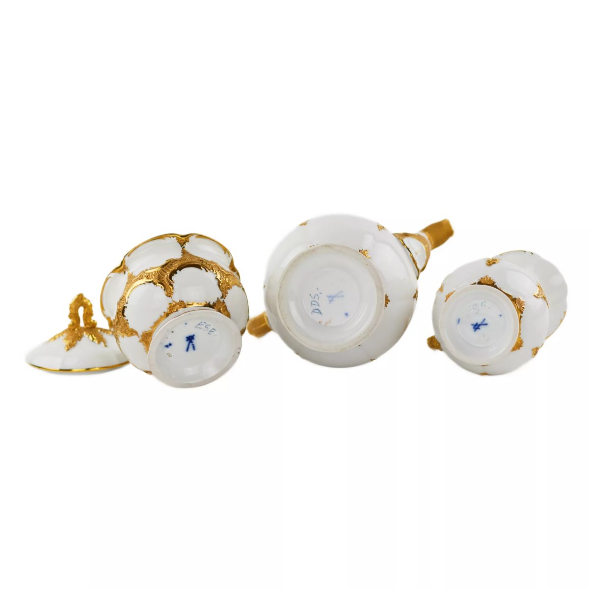 SERVICE À MOKA DE LUXE POUR SIX PERSONNES. MEISSEN. XXe SIÈCLE-photo-3