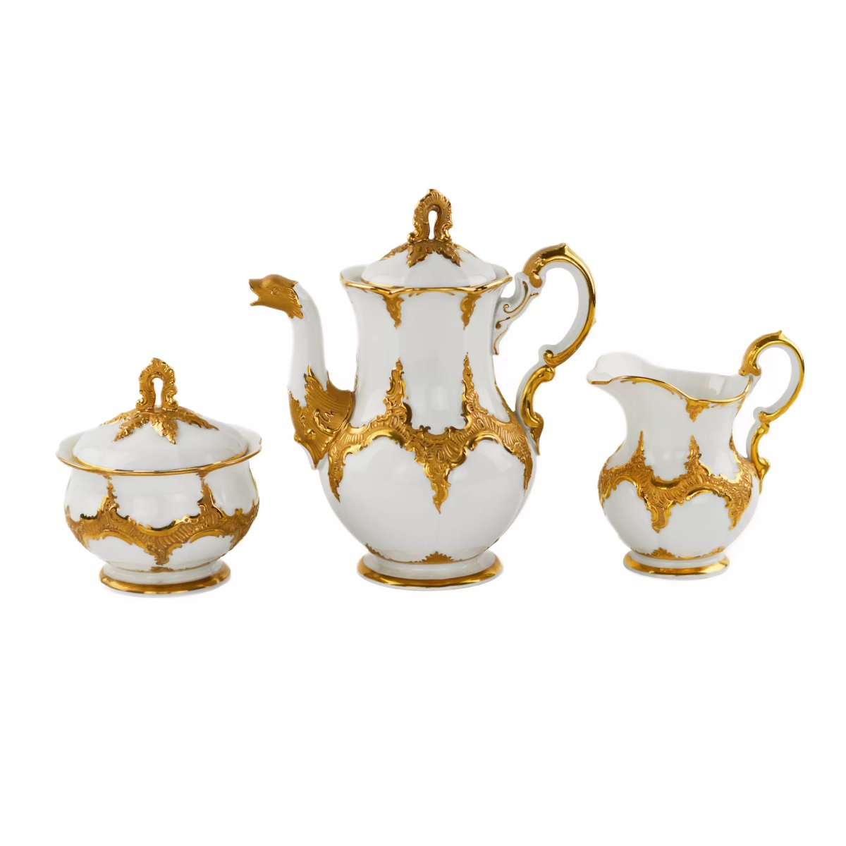 SERVICE À MOKA DE LUXE POUR SIX PERSONNES. MEISSEN. XXe SIÈCLE-photo-3