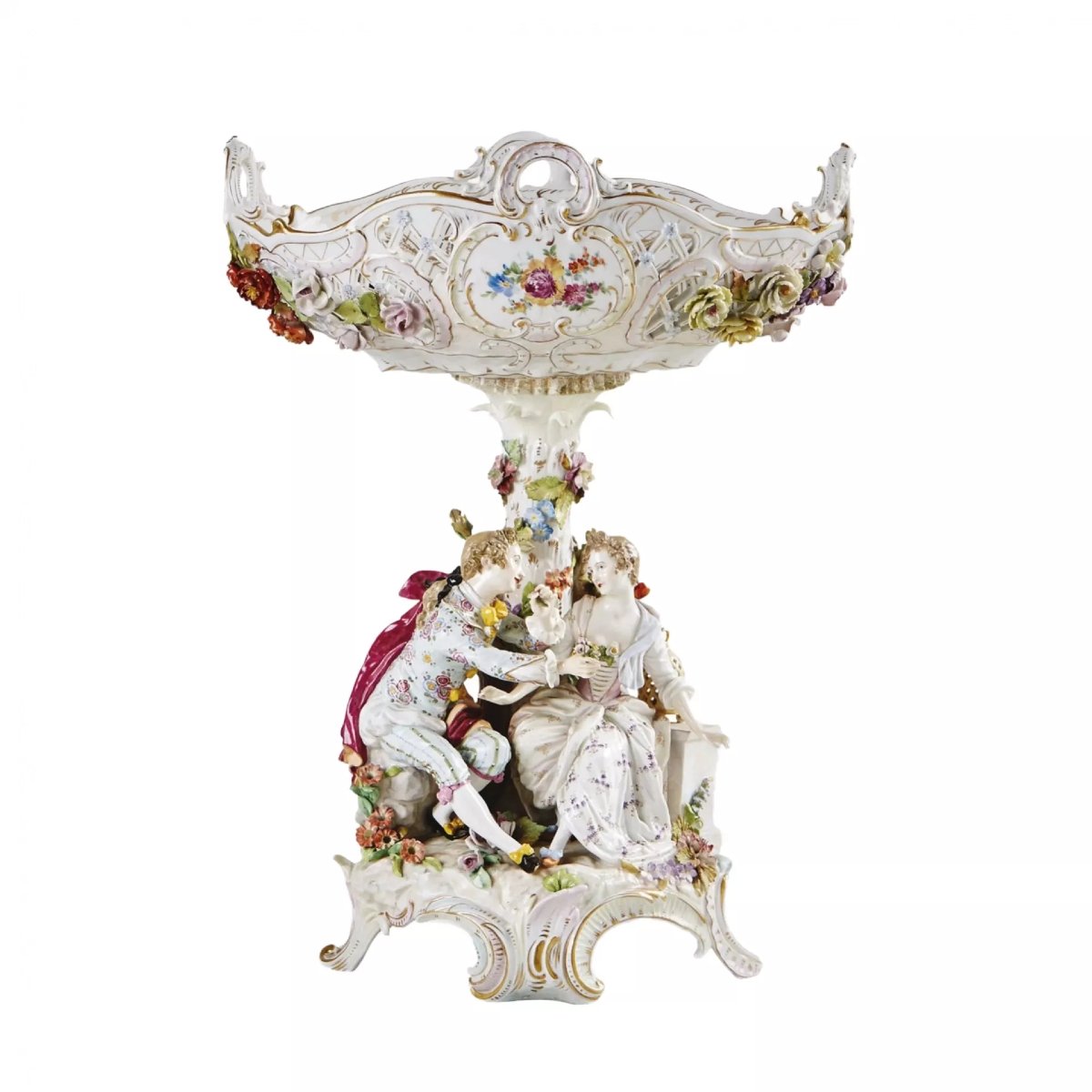 Large Porcelain Fruit Bowl. Carl Thieme. Potschappel, Germany. Late 19th Century