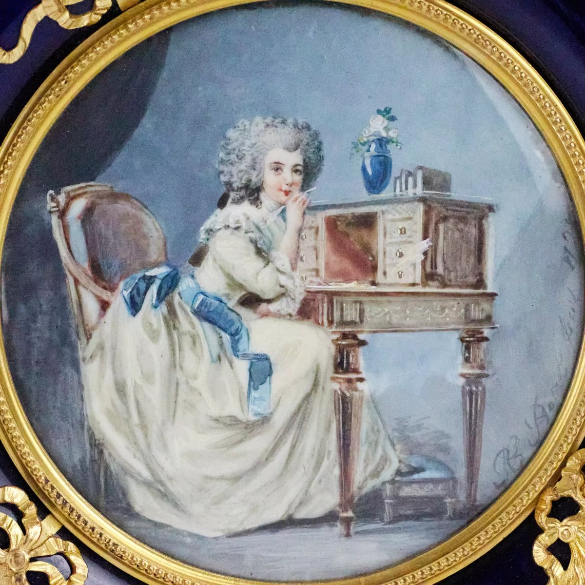 Porcelain Checkerboard Box With Miniature, Louis XVI Style, France.-photo-1