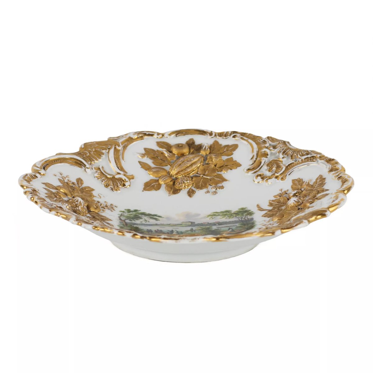 LUXUEUX PLAT DÉCORATIF À VUE DE ZWICKAU. MEISSEN. 1815 - 1860-photo-4