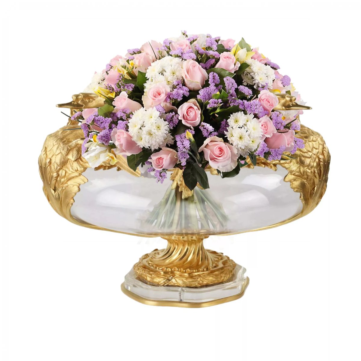 Pair Of Swan-patterned Planters, France, 20th Century-photo-2