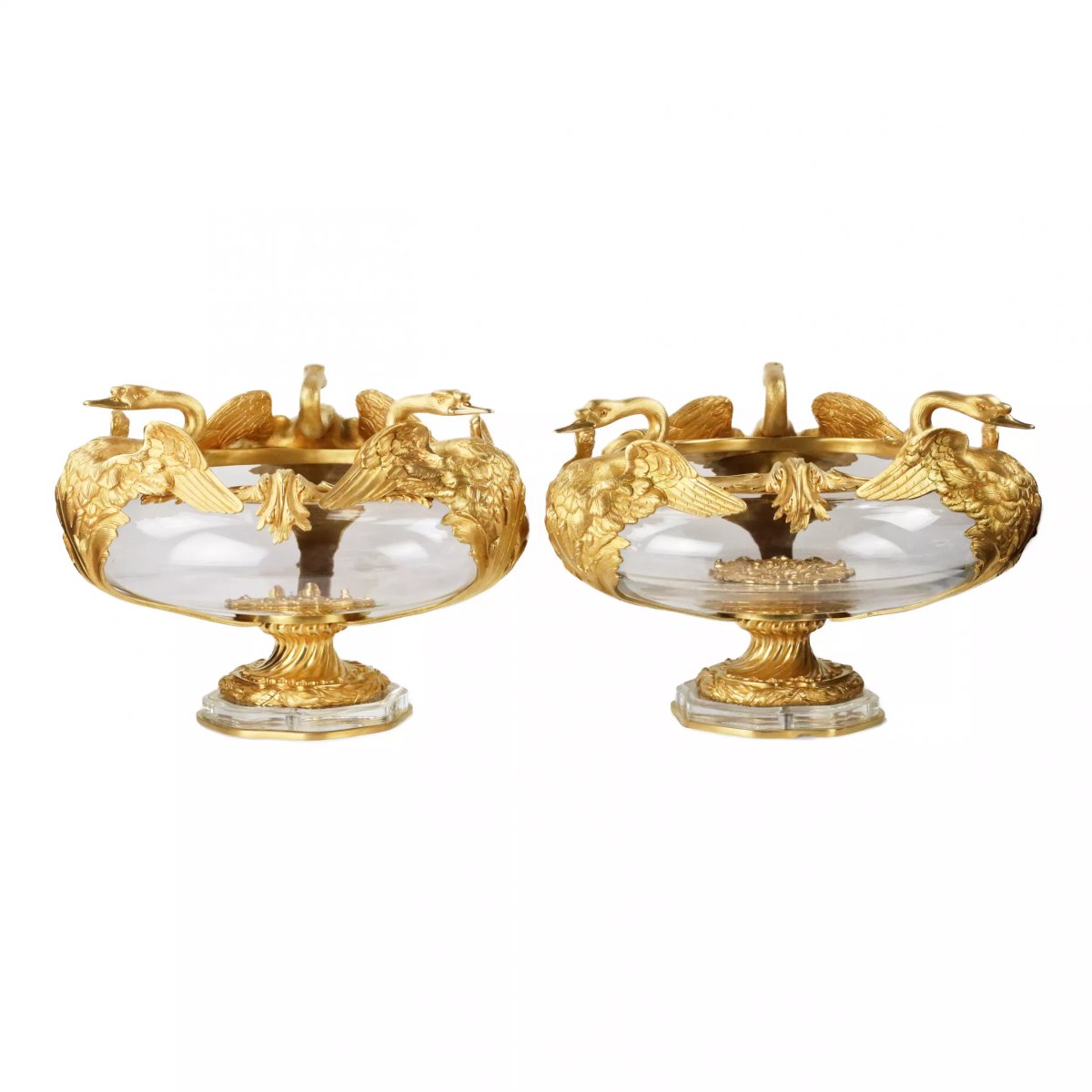 Pair Of Swan-patterned Planters, France, 20th Century