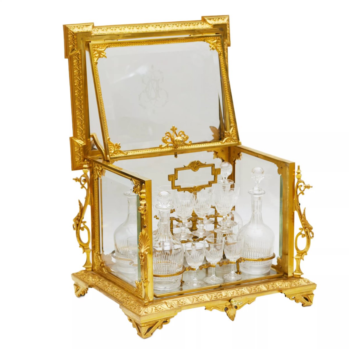 Gilded Bronze And Crystal Liqueur Cabinet (liqueur Cellar) In The Napoleon III Style 