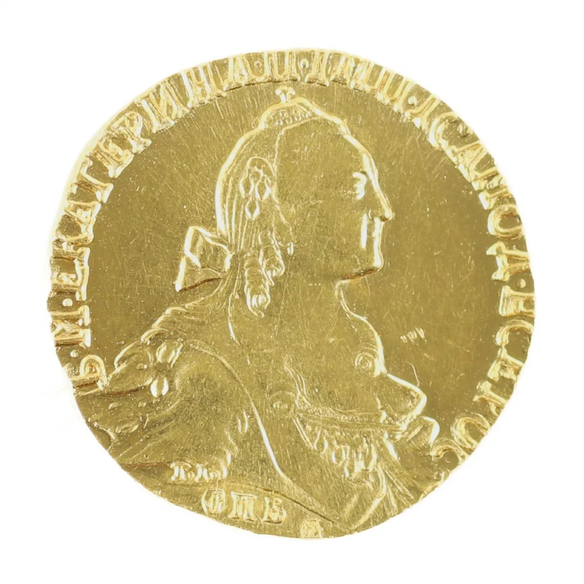 PIÈCE D’OR DE CATHERINE II. 10 ROUBLES SELON LE MODÈLE DE 1767 MDP 1972.-photo-4