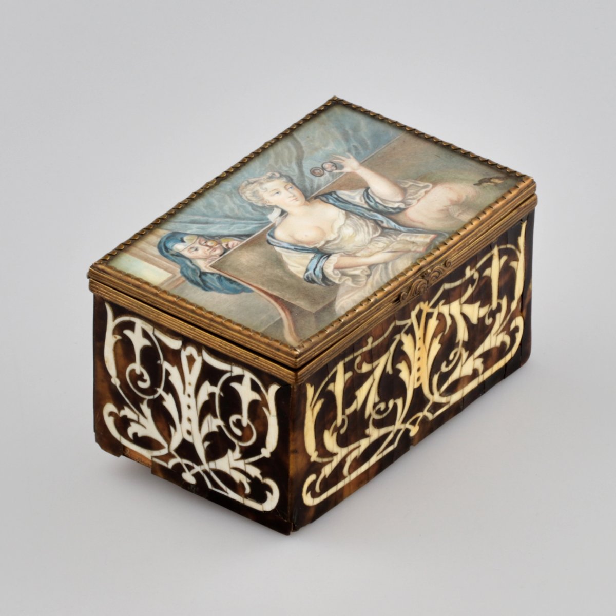 Turtle Shell And Ivory Box Featuring An Erotic Scene. Europe.-photo-2