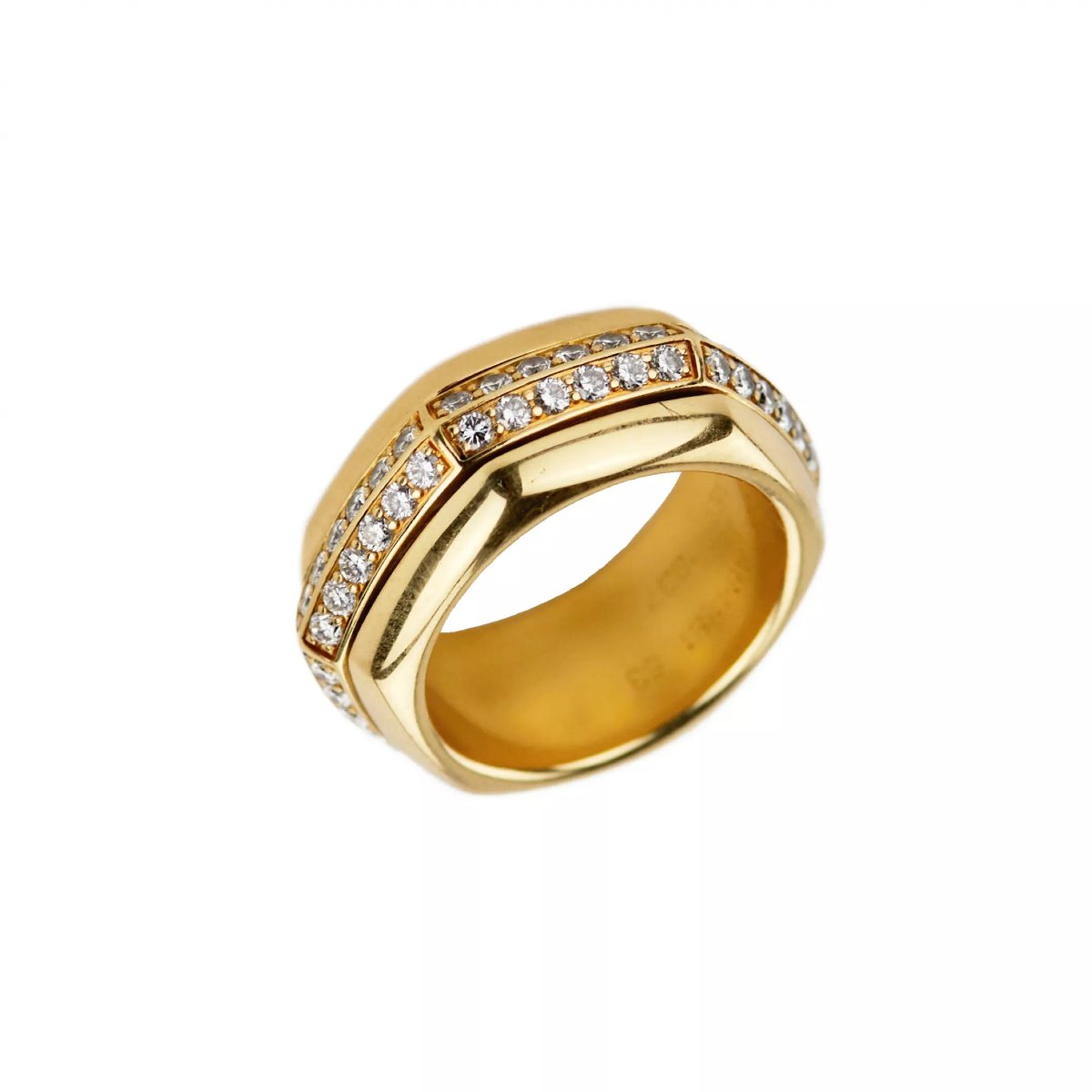 BAGUE PIAGET EN OR JAUNE 18 CARATS SERTIE DE DIAMANTS. SUISSE, FIN DU XXe SIÈCLE-photo-2