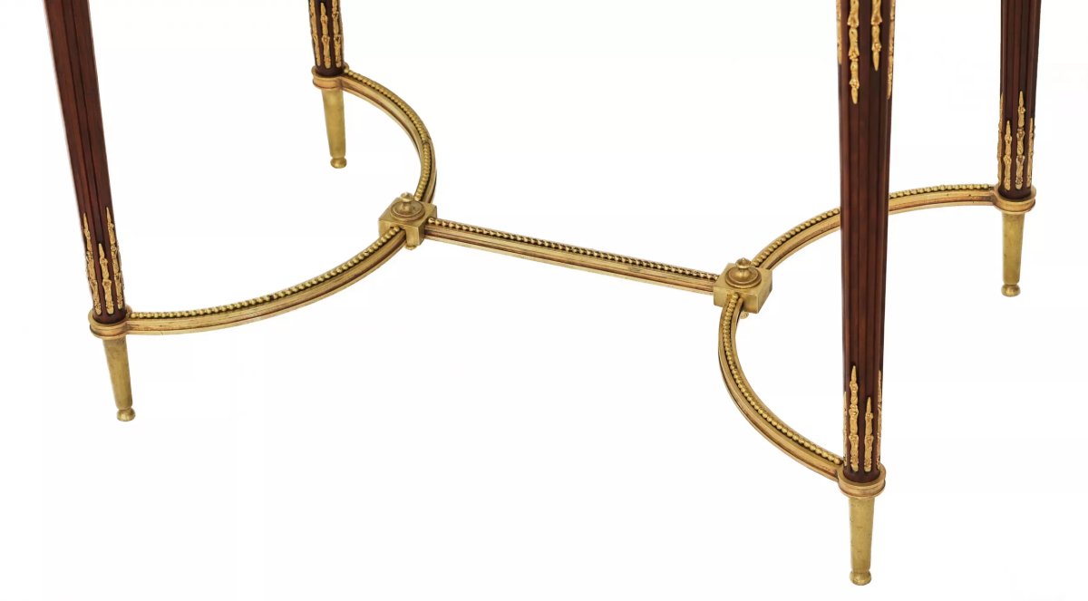 MAGNIFIQUE PETITE TABLE DE DAME AVEC PANNEAUX EN PORCELAINE DANS LE STYLE D’ADAM WEISWEILER -photo-6