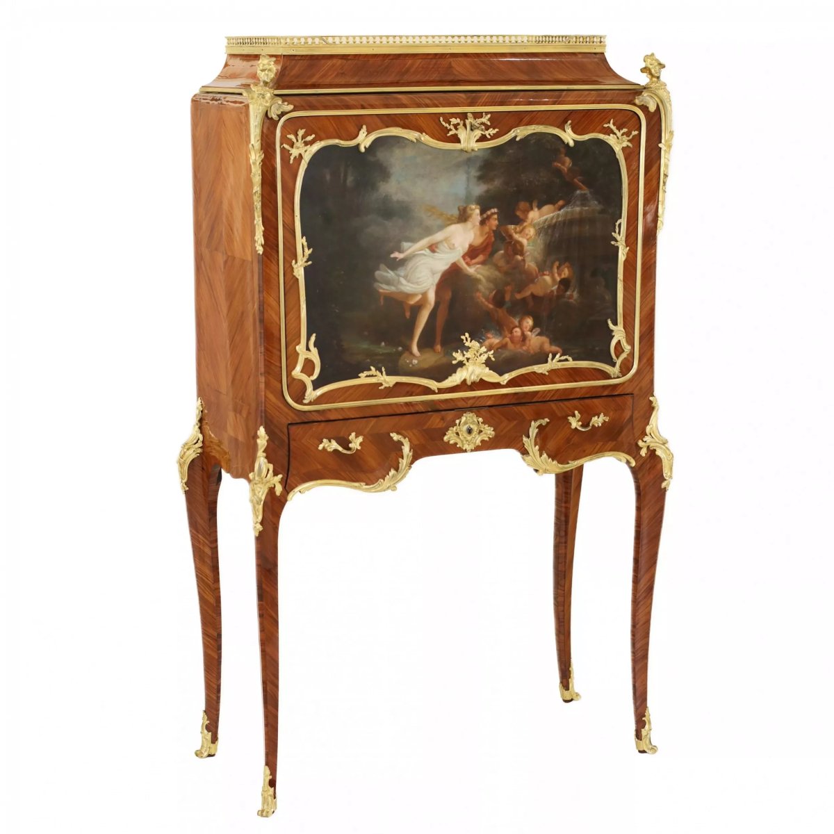 Painted-panel Secretary Desk, Paul Sormani, France, Paris, Second Half Of The 19th Century-photo-6