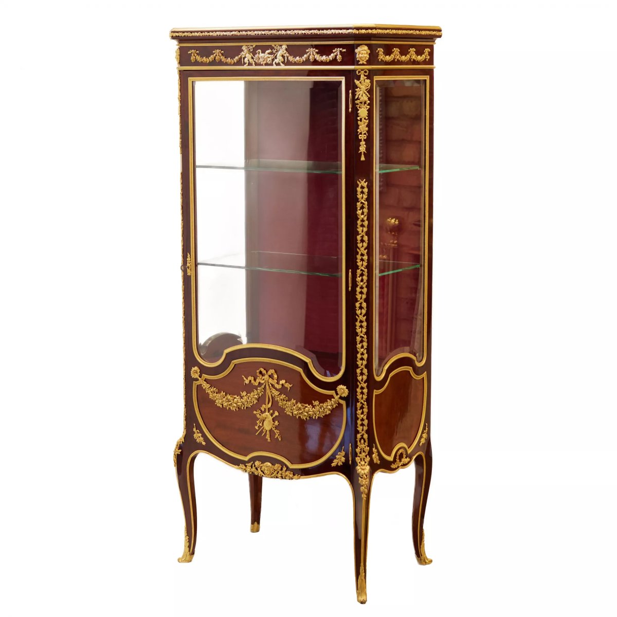 VITRINE EN ACAJOU ET BRONZE DORÉ DANS LE GOÛT DE SORMANI FRANCE, FIN DU XIXE SIÈCLE-photo-3