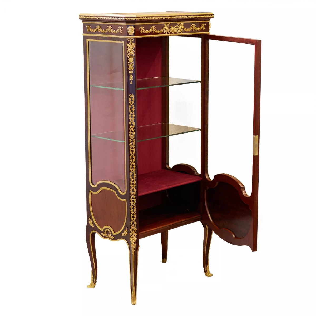 VITRINE EN ACAJOU ET BRONZE DORÉ DANS LE GOÛT DE SORMANI FRANCE, FIN DU XIXE SIÈCLE-photo-4