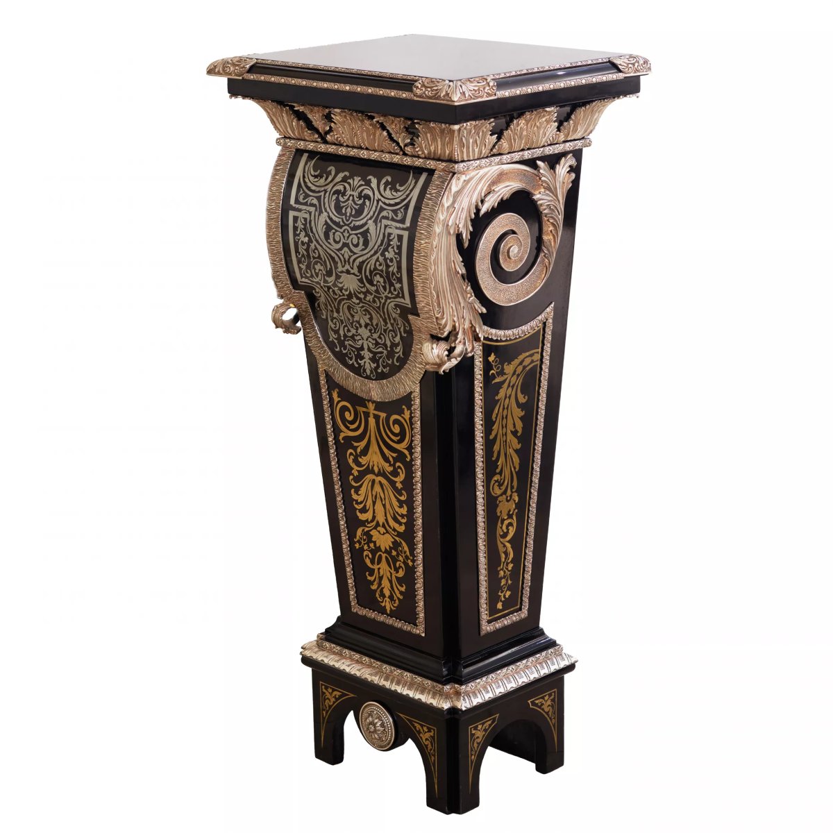 Three Boulle-style Pedestals With Marquetry, France, 20th Century-photo-2