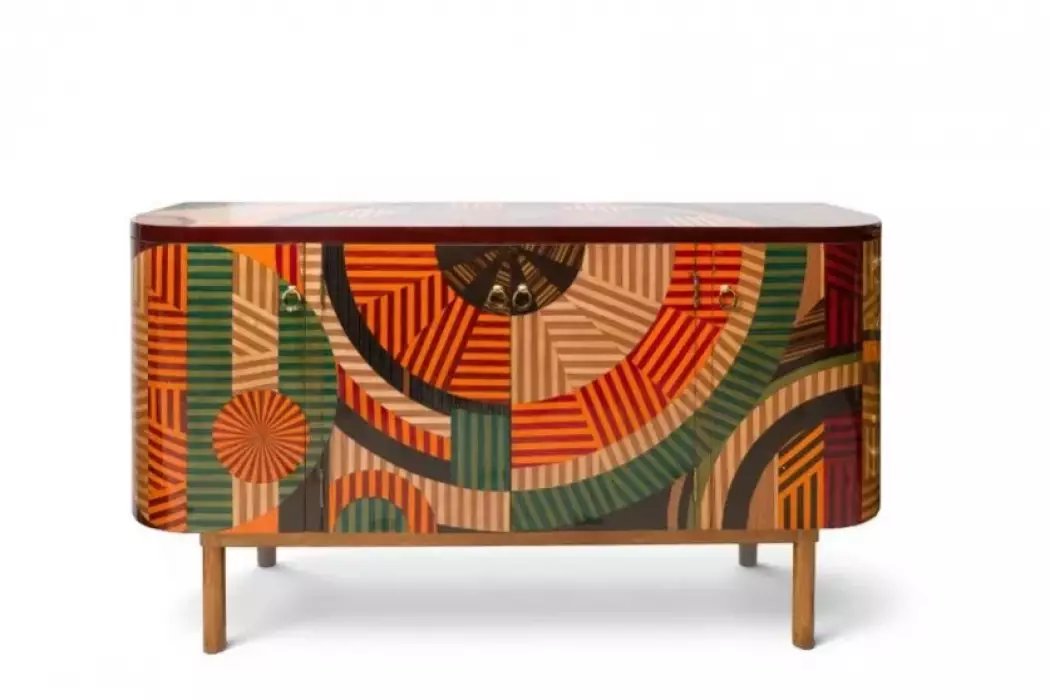 Art Deco-style Sideboard With Exotic Wood Inlay, Europe, 20th Century
